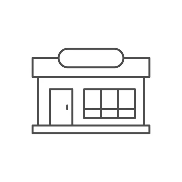 Linienumriss Des Ladens Icon Isoliert Auf Weiß Einkaufszentrum Geschäft Supermarkt — Stockvektor