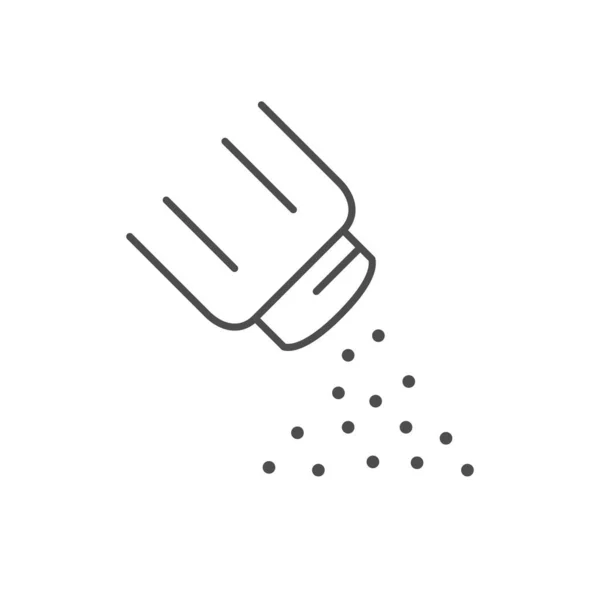 Adding Salt Line Outline Icon Isolated White Vector Illustration — Stock Vector