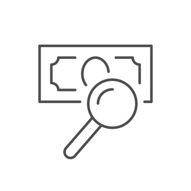 Para arama hattı ana hatları simgesi beyaza izole edildi. Vektör illüstrasyonu