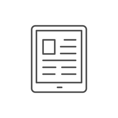 Tablet pc çizgi ana hatları simgesi beyaza izole edildi. Vektör illüstrasyonu