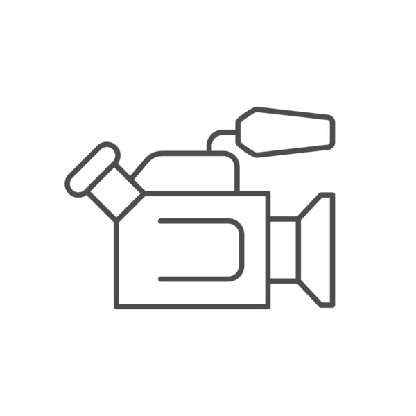 Video Camera Line Outline Icon Isolated White Vector Illustration — Stock Vector