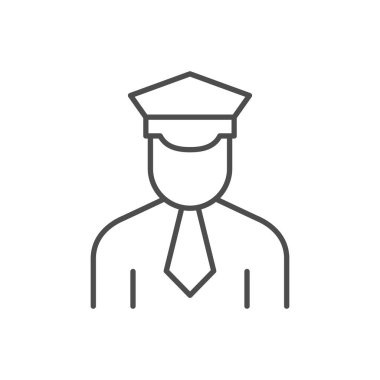 Gümrük memuru çizgisi simgesi beyaza izole edildi. Vektör illüstrasyonu