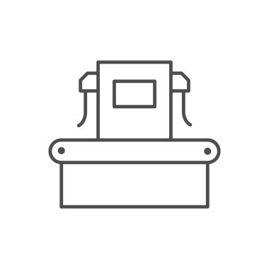 Bavul tarayıcı çizgisi çizgisi simgesi beyaza izole edildi. Vektör illüstrasyonu