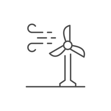 Rüzgar türbini çizgisi çizgisi simgesi beyaza izole edildi. Vektör illüstrasyonu