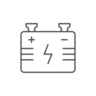 Elektrik bataryası ana hatları beyaz üzerine izole edilmiş. Vektör illüstrasyonu