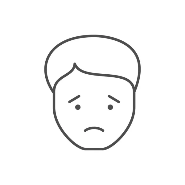 Sad Person Line Outline Icon Isolated White Vector Illustration — Stock Vector
