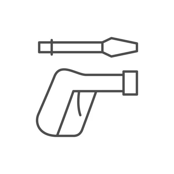 Иконка Очертания Линии Пистолета Изолированная Белом Векторная Иллюстрация — стоковый вектор
