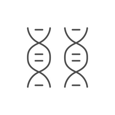 DNA çizgisi ana hat simgesi beyaza izole edildi. Vektör illüstrasyonu