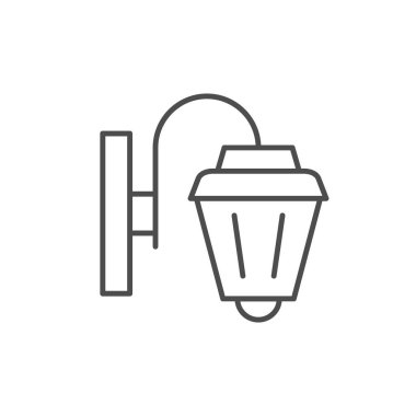 Duvar feneri çizgisi ana hatları beyaz üzerine izole edilmiş. Vektör illüstrasyonu