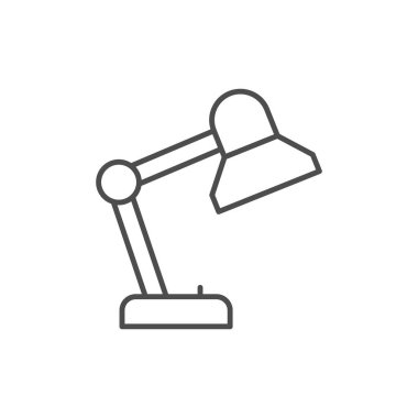 Masa lambası ana hat simgesi beyaza izole edildi. Vektör illüstrasyonu