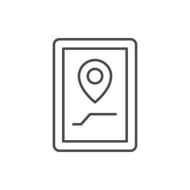 Mobil seyir çizgisi ana hat simgesi beyaz üzerine izole edildi. Vektör illüstrasyonu