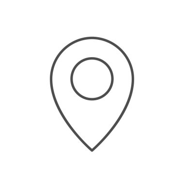 Location pin line outline icon isolated on white. Vector illustration