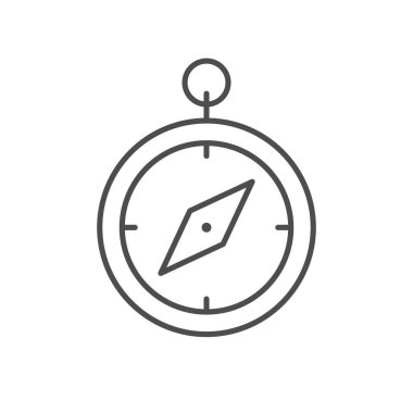 Navigasyonel pusula çizgisi simgesi beyaza izole edildi. Vektör illüstrasyonu