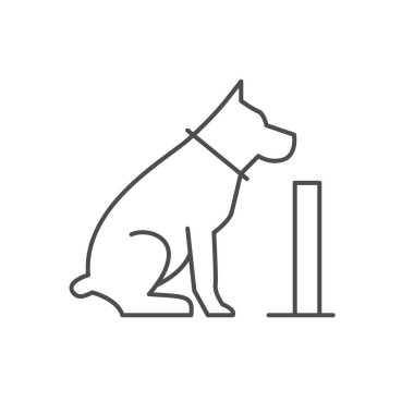 Köpek eğitim hattı ana hatları beyaz üzerine izole edilmiş. Vektör illüstrasyonu