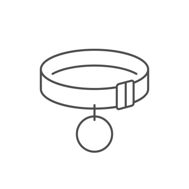 Hayvan tasması ana hatları beyaz üzerine izole edilmiş. Vektör illüstrasyonu