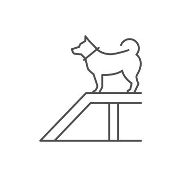 Rampa çizgisindeki köpek çizgisi simgesi beyaza izole edilmiş. Vektör illüstrasyonu