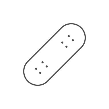 Kaykay güvertesi ana hat simgesi beyaza izole edildi. Vektör illüstrasyonu