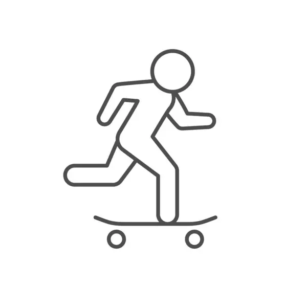 Personne Sur Ligne Skateboard Icône Contour Isolé Sur Blanc Illustration — Image vectorielle
