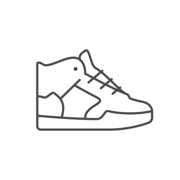 Basketball Sneaker Ligne Silhouette Icône Isolée Sur Blanc Illustration Vectorielle — Image vectorielle