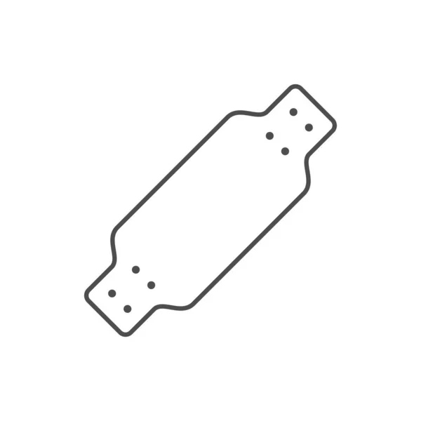 Skateboard Deck Line Outline Icon Isolated White Vector Illustration — Stock Vector