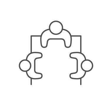 İş görüşmesi ana hatları simgesi beyaza izole edildi. Vektör illüstrasyonu