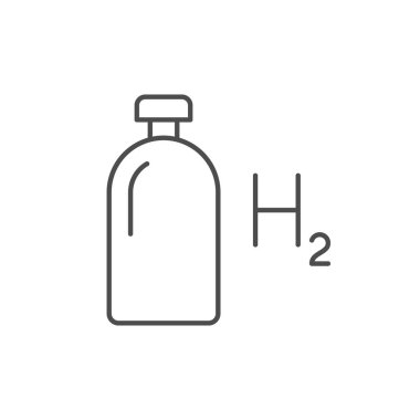 Hidrojen silindiri ana hat simgesi beyaza izole edildi. Vektör illüstrasyonu