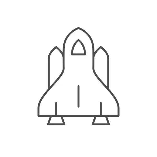 Space Shuttle Line Outline Icon Isolated White Vector Illustration — Stock Vector