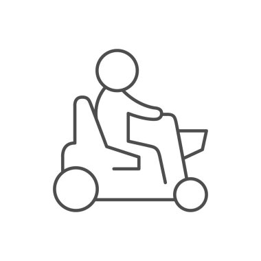 Mobilite scooter çizgisi ana hatları beyaz üzerine izole edilmiş. Vektör illüstrasyonu