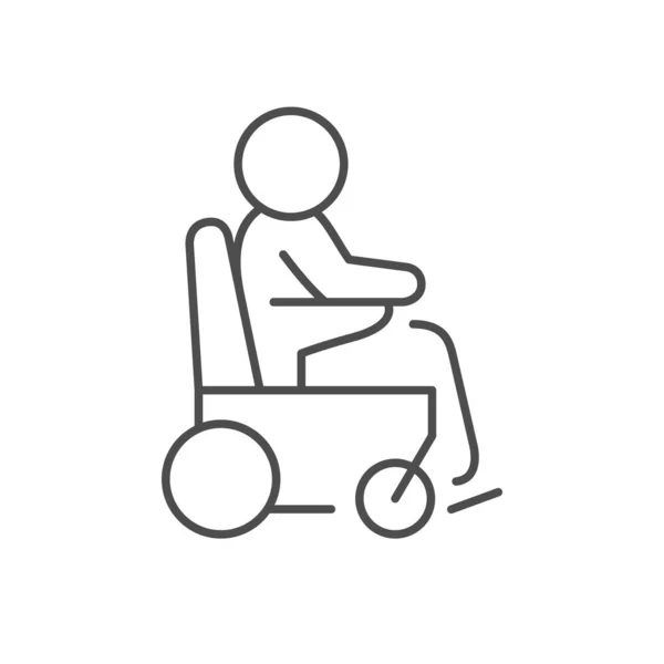 Ícone Contorno Linha Cadeira Rodas Elétrica Isolado Branco Ilustração Vetorial —  Vetores de Stock