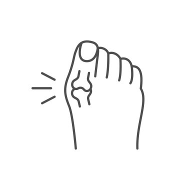 Hallux valgus çizgisi ana hatları beyaz üzerine izole edilmiş. Vektör illüstrasyonu