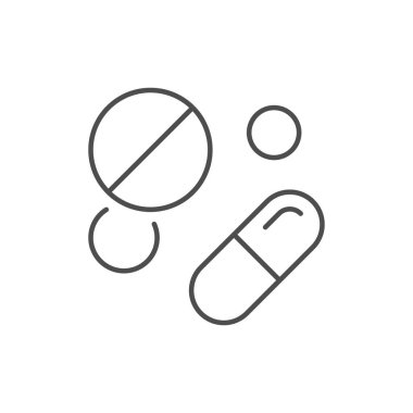 Hap ve tablet çizgisi simgesi beyaza izole edildi. Vektör illüstrasyonu