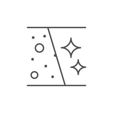 Deri temizleme çizgisi ana hatları simgesi beyaza izole edildi. Vektör illüstrasyonu