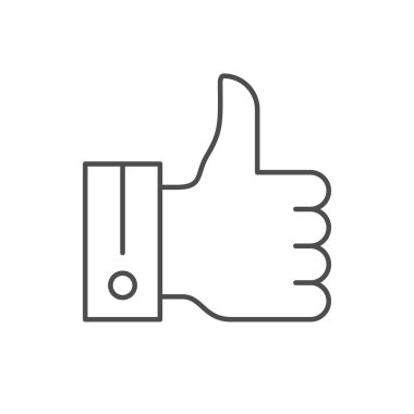 Beyaz üzerine izole edilmiş başparmak çizgisi ana hatları simgesi. Vektör illüstrasyonu