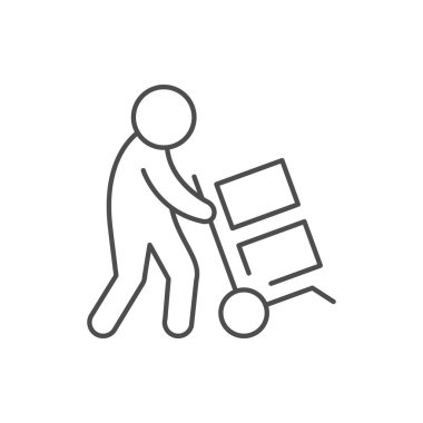 Tramvay hattı simgesini taşıyan yükleyici beyazda izole edildi. Vektör illüstrasyonu