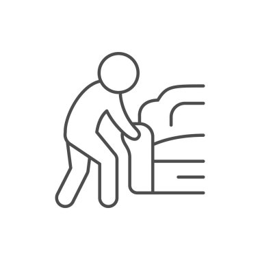 Kanepe hareket çizgisi simgesi beyaza izole edildi. Vektör illüstrasyonu