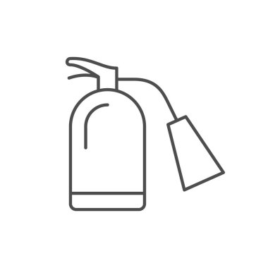 Yangın söndürücü hat anahat simgesi beyaz izole. Vektör çizimi