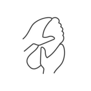 Ayak masajı çizgisi ana hatları beyaz üzerine izole edilmiş. Vektör illüstrasyonu