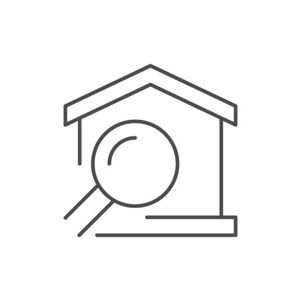 House searching line outline icon isolated on white. Vector illustration