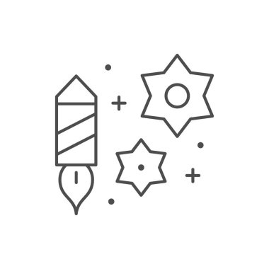 Havai fişek fırlatma hattı ana hatları beyaz üzerine izole edilmiş. Vektör illüstrasyonu