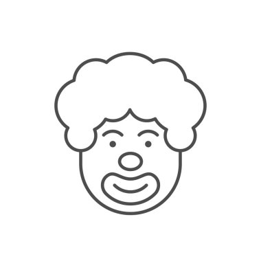 Beyaz üzerine izole edilmiş komik bir palyaço çizgisi ikonu. Vektör illüstrasyonu