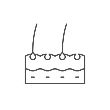 Saç dökülmesi çizgisi çizgisi simgesi beyaza izole edilmiş. Vektör illüstrasyonu