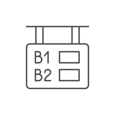 Yönlendirme tahtası ana hatları simgesi beyaz üzerine izole edildi. Vektör illüstrasyonu
