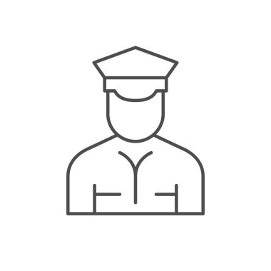 Polis memuru çizgisi simgesi beyaza izole edildi. Vektör illüstrasyonu