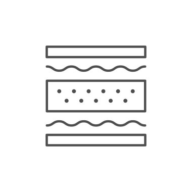 Katmanlı malzeme yapı çizgisi simgesi beyaza izole edildi. İnşaat endüstrisi, yalıtım. Vektör illüstrasyonu