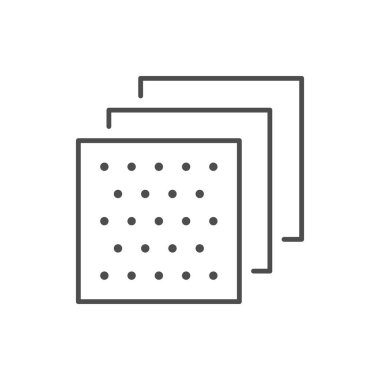 Katmanlı malzeme çizgisi ana hatları beyaz üzerine izole edilmiş. Tekstil etiketi, kumaş yapısı. Vektör illüstrasyonu