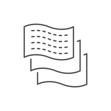 Katmanlı malzeme çizgisi ana hatları beyaz üzerine izole edilmiş. Tekstil etiketi, kumaş yapısı. Vektör illüstrasyonu