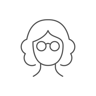 Yaşlı kadın çizgisi simgesi beyaza izole edilmiş. Vektör illüstrasyonu