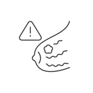 Göğüs kanseri çizgisi ana hatları beyaza izole edilmiş. Vektör illüstrasyonu