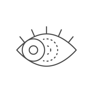 İnsan strabismus çizgisi ana hatları beyaz üzerine izole edilmiş. Vektör illüstrasyonu