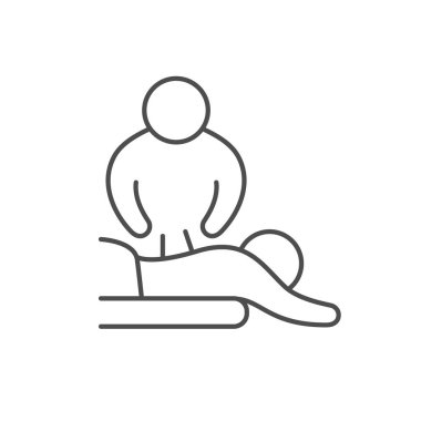 Hasta çizgisi ikonu beyaza izole edilmiş bir akupunkturcu. Vektör illüstrasyonu